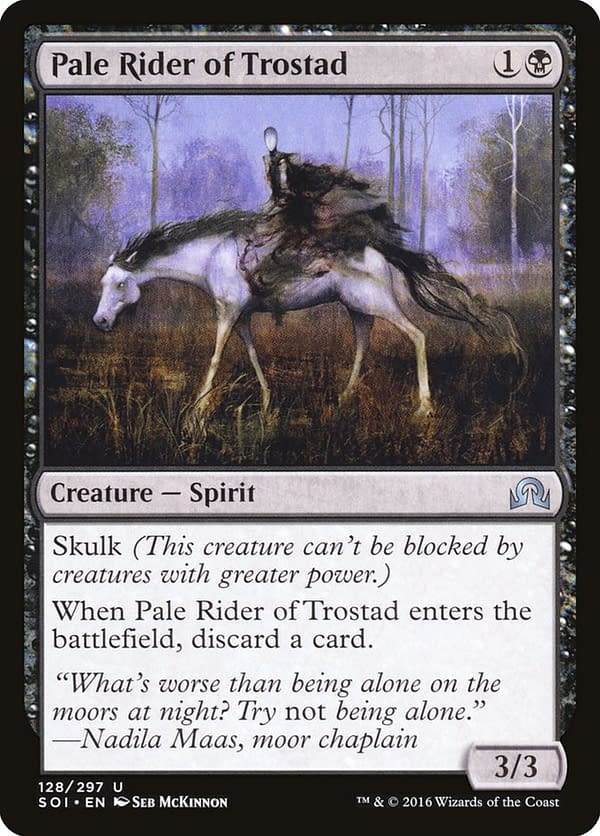 Pale Rider of Trostad, a card from Shadows Over Innistrad, a set from Magic: The Gathering.