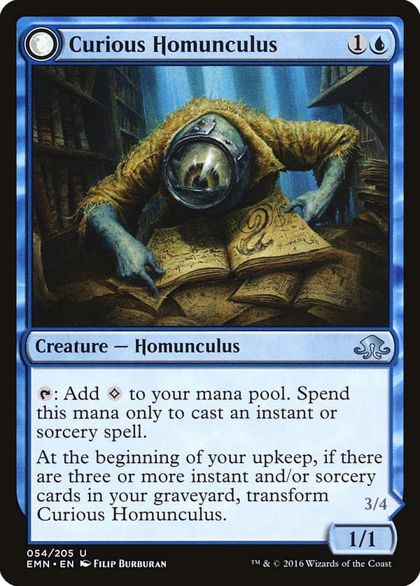 Curious Homunculus, a card from Eldritch Moon, a set for Magic: The Gathering.