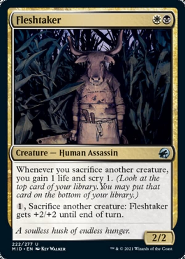 Fleshtaker, a card from Magic: The Gathering's newest expansion set, Innistrad: Midnight Hunt.