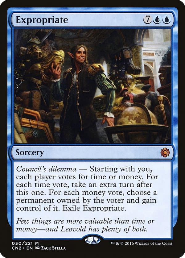 Expropriate, a sorcery spell from Conspiracy: Take the Crown, a supplemental expansion set for Magic: The Gathering.