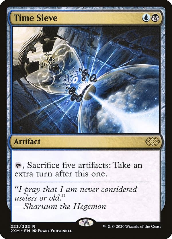 Time Sieve, an artifact from Alara Reborn, an expansion set for Magic: The Gathering (shown here in its version reprinted in Double Masters).