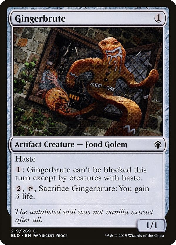 Gingerbrute, a card from Throne of Eldraine, an expansion set for Magic: The Gathering.