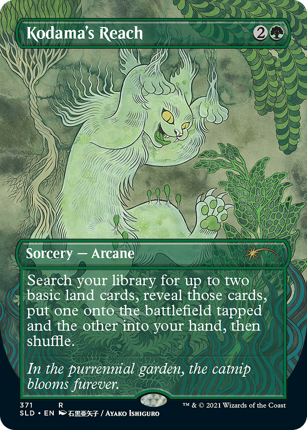 Kodama's Reach, a card from Magic: The Gathering, reprinted in Secret Lair: Purrfection for Hasbro's PulseCon 2021 event.