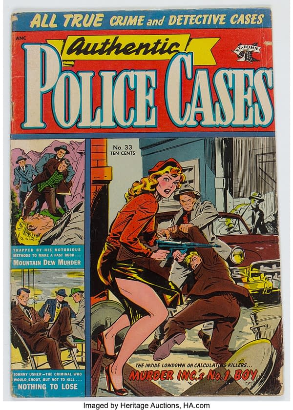 Authentic Police Cases #33 (St. John, 1954) cover by Matt Baker.