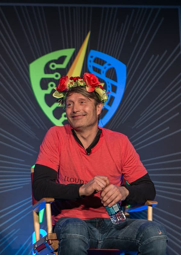 Mads Mikkelsen Wore a Fannibal Flower Crown at Silicon Valley Comic Con