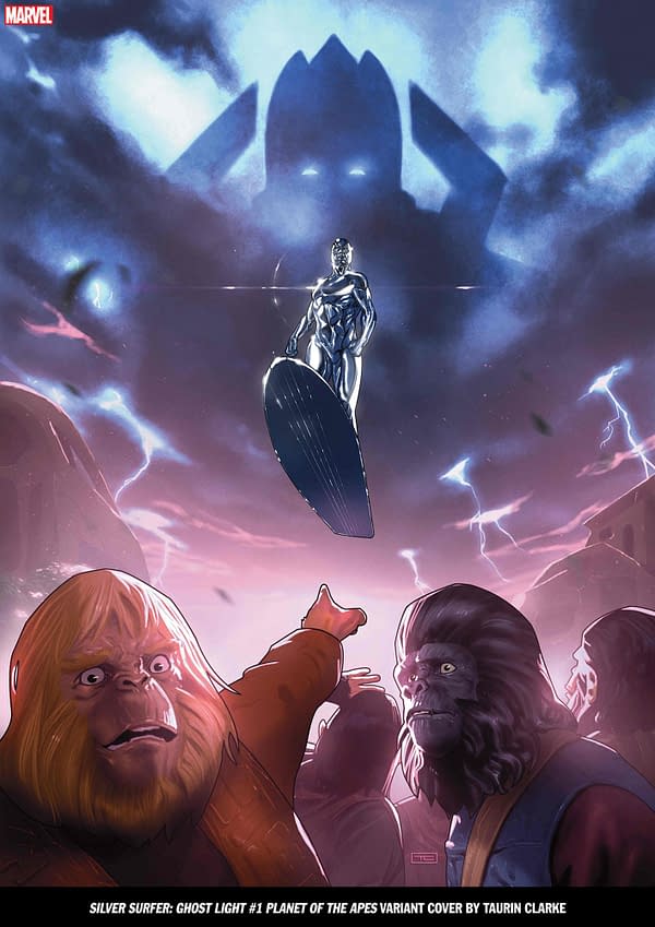Cover image for SILVER SURFER: GHOST LIGHT 1 CLARKE PLANET OF THE APES VARIANT
