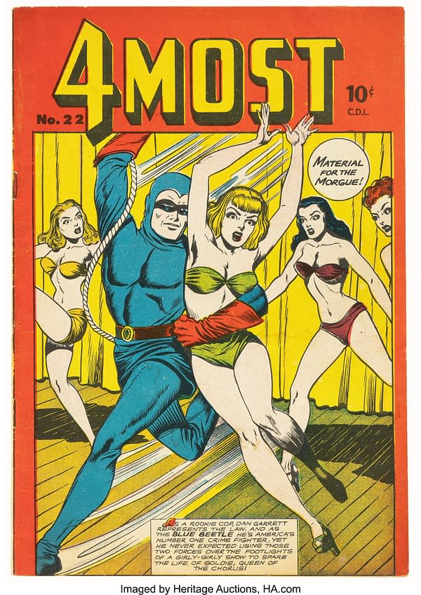 4Most #22 (Bell Features, ca. 1947) Blue Beetle cover by Jack Kamen.