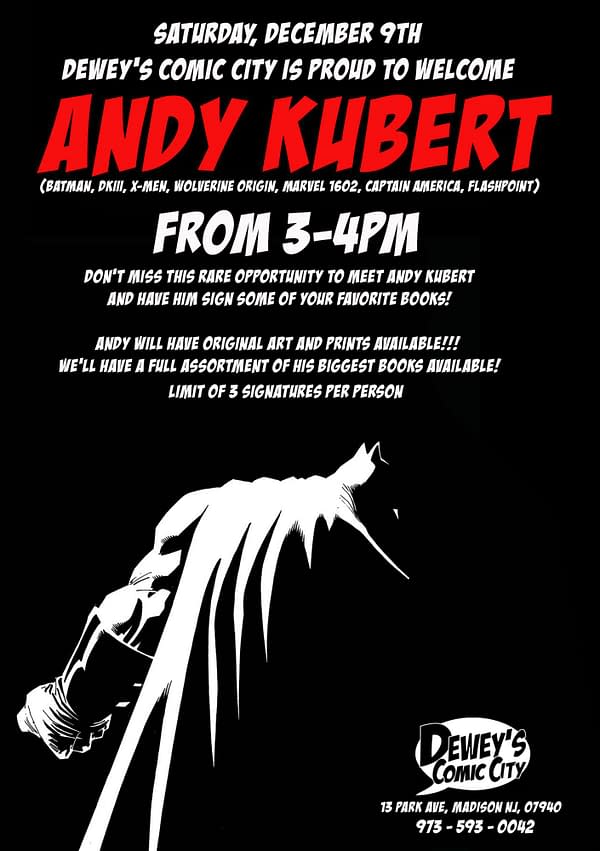 When the Master Visits the Student: Andy Kubert in New Jersey on Saturday