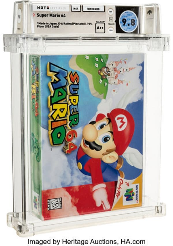 The front of the sealed copy of Super Mario 64 that just recently went for $1.56 million on auction at Heritage Auctions.