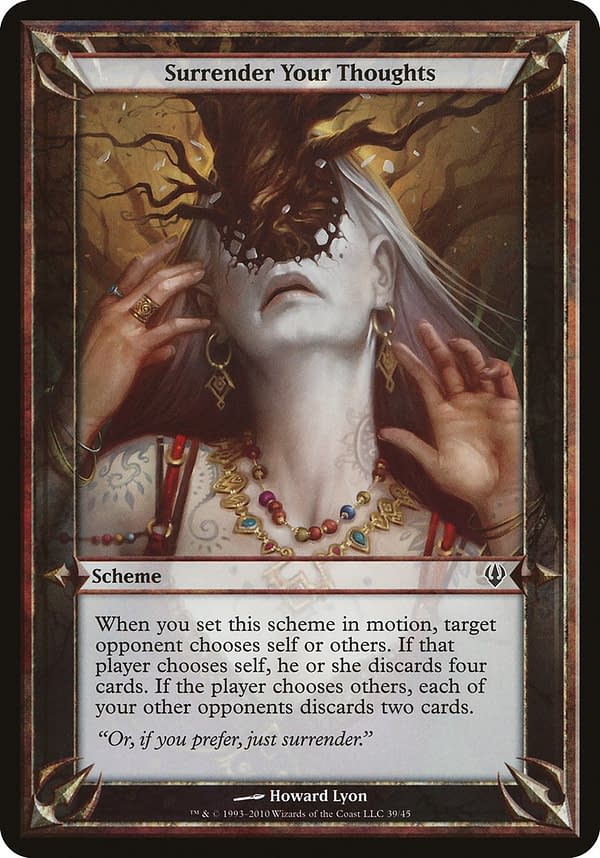 Surrender Your Thoughts, a scheme from Archenemy, a release for a supplemental format for Magic: The Gathering.