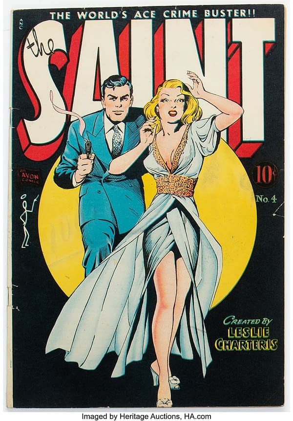 The Saint #4 (Avon, 1948) cover art by Matt Baker.