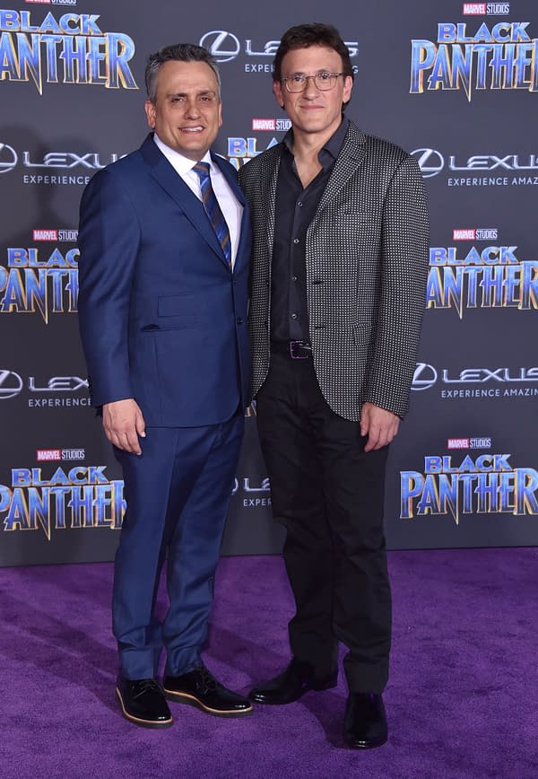 Anthony Russo and Joe Russo arrives for the 'Black Panther' World Premiere on January 29, 2018 in Hollywood, CA