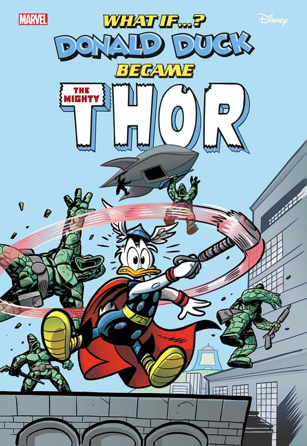 Cover image for MARVEL AND DISNEY: WHAT IF DONALD DUCK BECAME THOR #1 LORENZO PASTROVICCHIO COVER