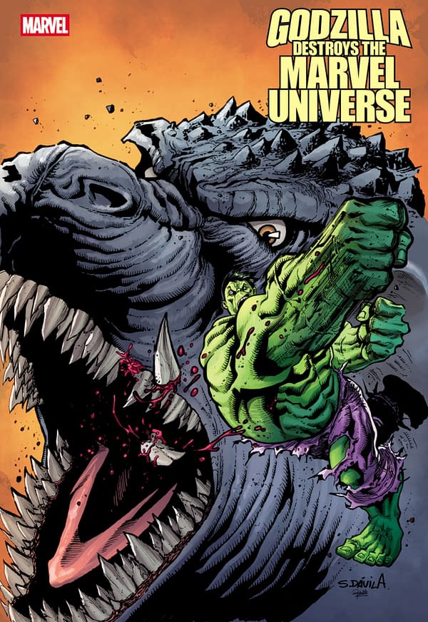Cover image for GODZILLA DESTROYS THE MARVEL UNIVERSE #4 SERGIO DAVILA FAN FAVORITE VARIANT