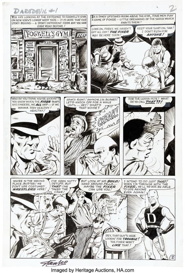 First Story Page Of Daredevil #1 Original Artwork, At Auction