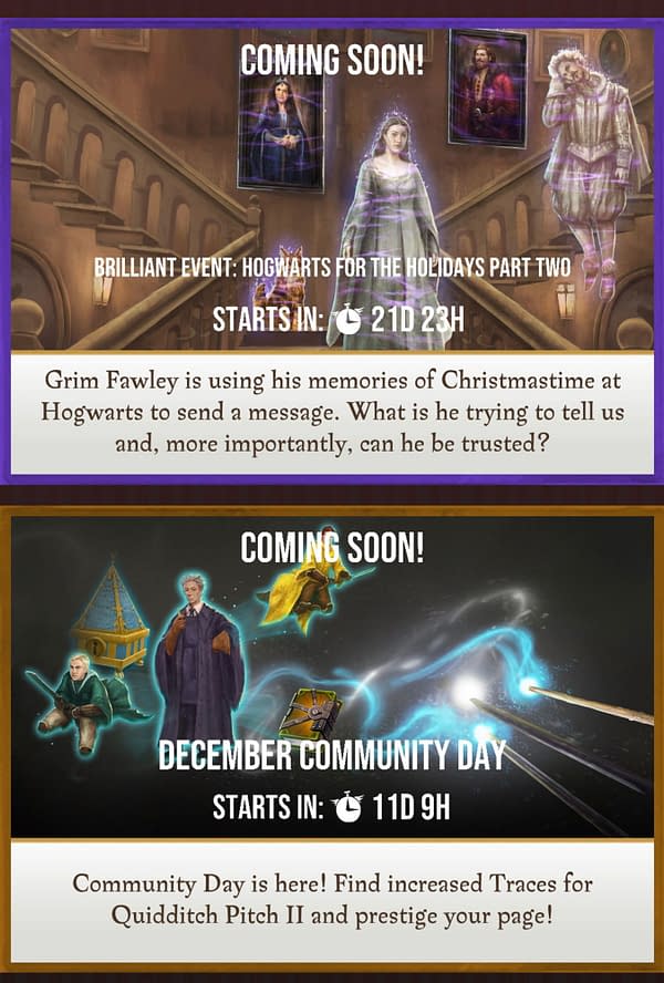 Harry Potter: Wizards Unite upcoming events. Credit: Niantic