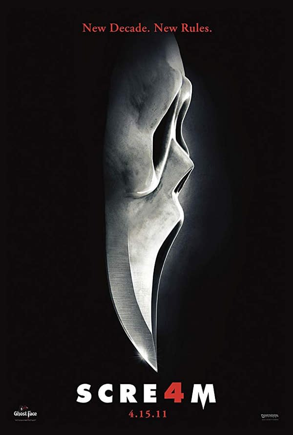 Scream 4 movie poster, courtesy of The Weinstein Company.
