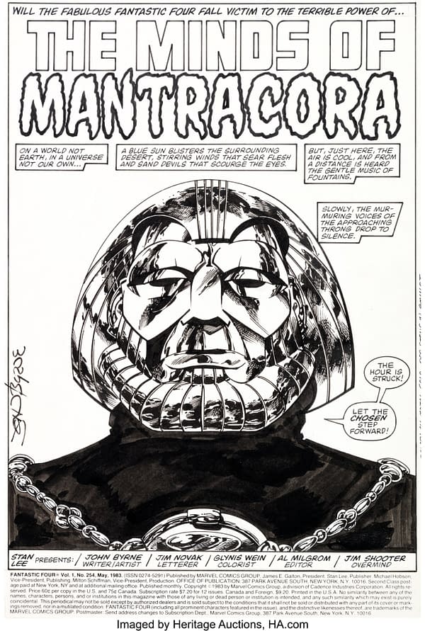 All Original Artwork to John Byrne's Fantastic Four #254 At Auction