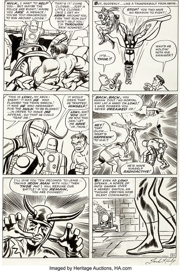 Jack Kirby Original Artwork From Avengers #1, With Loki, At Auction