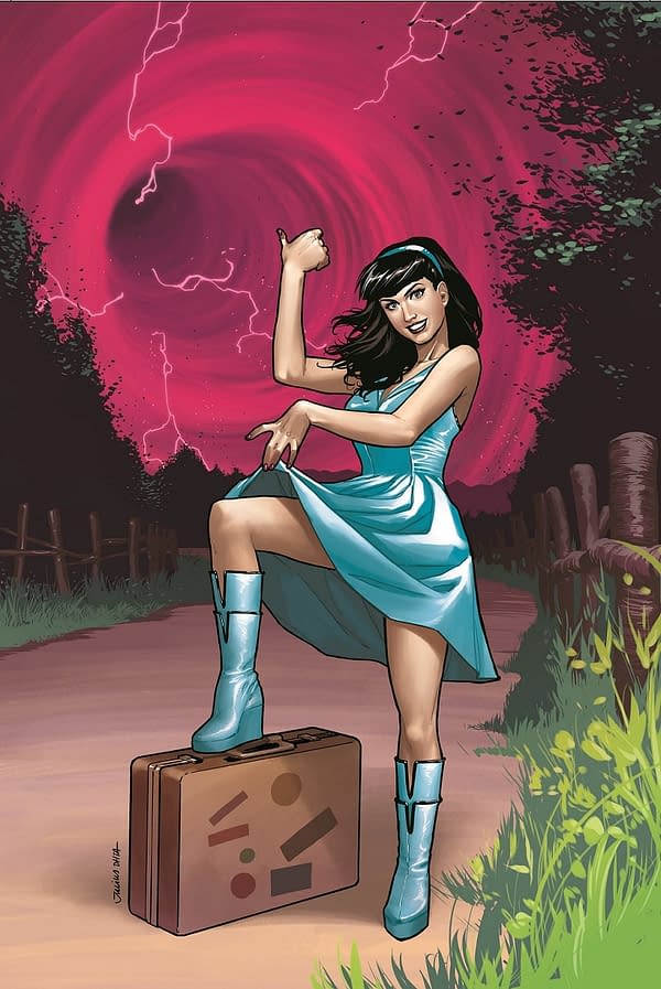 Bettie Page Cosplays as Red Sonja in Bettie Page Unbound