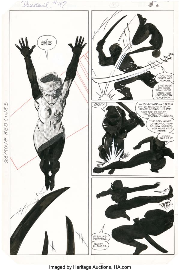 Frank Miller's Black Widow Original Art &#8211; Daredevil #187 At Auction