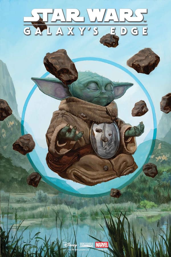 Cover image for STAR WARS: GALAXY'S EDGE - ECHOES OF THE EMPIRE #1 E.M. GIST MANDALORIAN & GROGU VARIANT