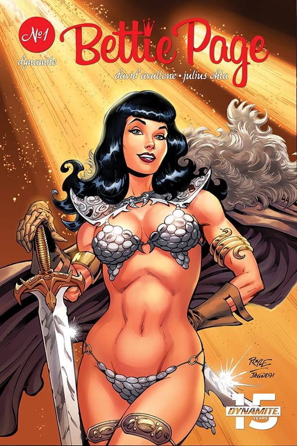 Bettie Page Cosplays as Red Sonja in Bettie Page Unbound