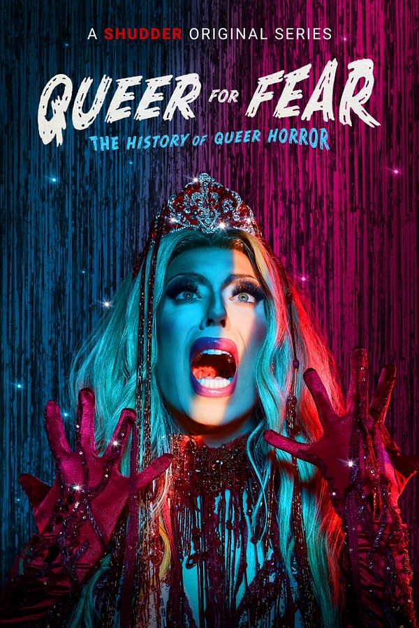 Queer For Fear: Shudder Docuseries Key Art Mixing Carrie & Drag