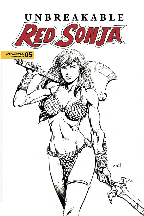 Cover image for UNBREAKABLE RED SONJA #5 CVR D FINCH B&W