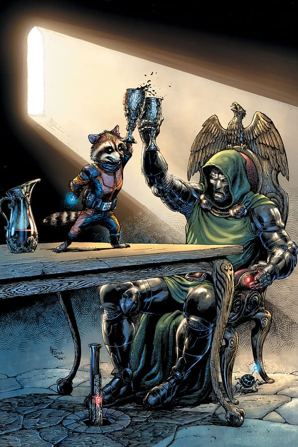 Cover image for DOCTOR DOOM & ROCKET RACCOON #1 GARY FRANK VIRGIN VARIANT