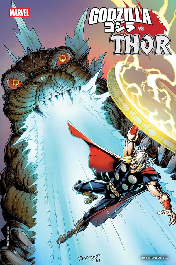 Cover image for GODZILLA VS. THOR #1 MARK BAGLEY FOIL VARIANT