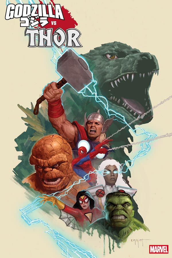 Cover image for GODZILLA VS. THOR #1 E.M. GIST MARVEL UNIVERSE VARIANT