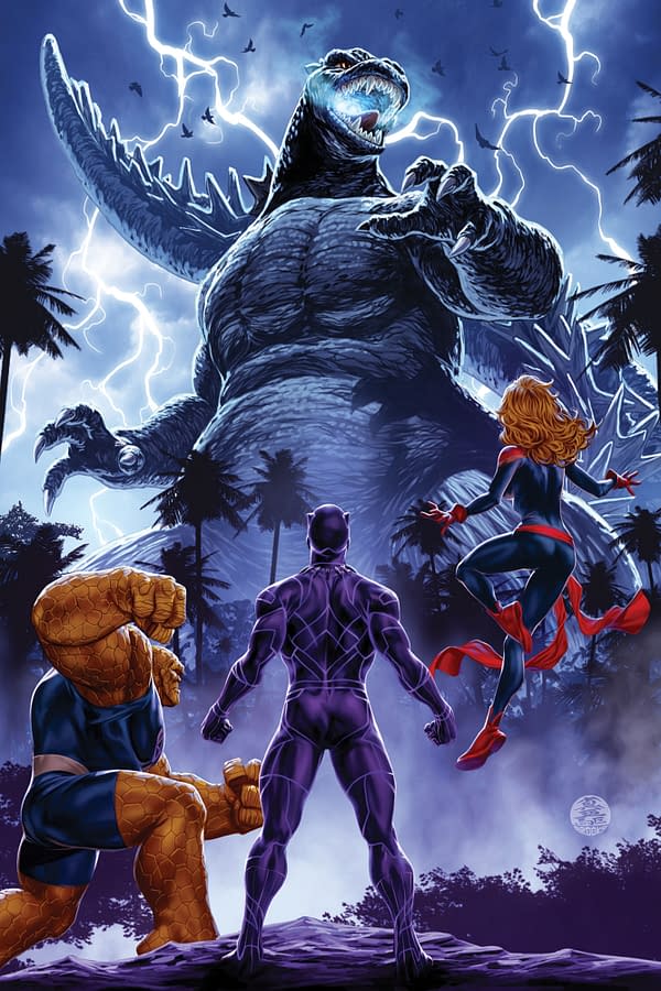 Cover image for GODZILLA DESTROYS THE MARVEL UNIVERSE #4 MARK BROOKS VIRGIN VARIANT