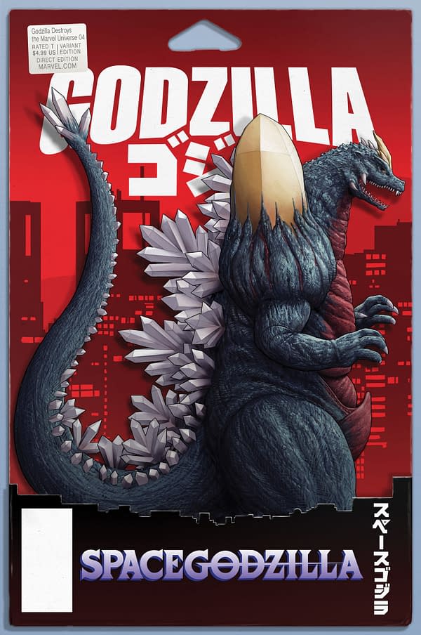 Cover image for GODZILLA DESTROYS THE MARVEL UNIVERSE #4 JOHN TYLER CHRISTOPHER ACTION FIGURE VARIANT