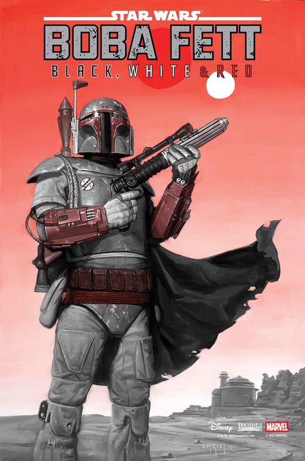 Cover image for STAR WARS: BOBA FETT - BLACK WHITE AND RED #3 E.M. GIST COVER