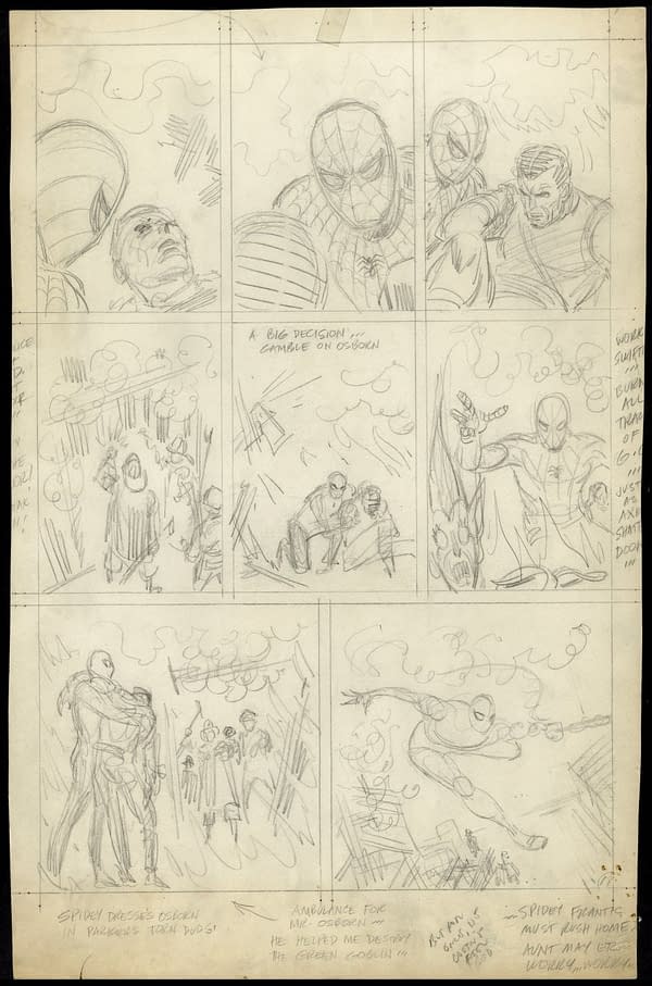 John Romita unused Spider-Man art page.