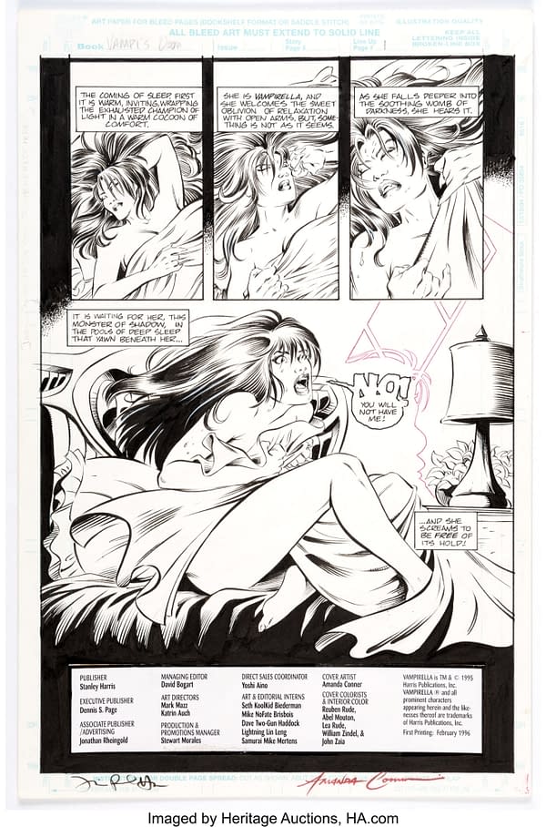 Amanda Conner & Jimmy Palmiotti Vampirella Comic page. Credit: Heritage Auctions