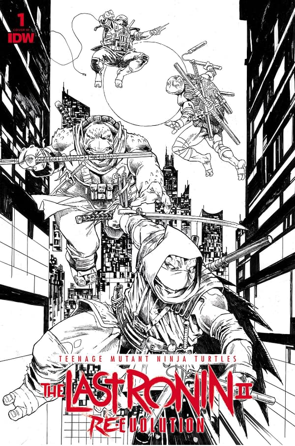 Cover image for Teenage Mutant Ninja Turtles: The Last Ronin II--Re-Evolution #1 Variant RI (75)  (Escorzas B&W)