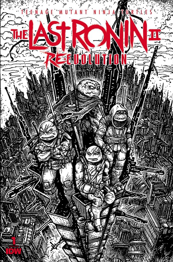 Cover image for Teenage Mutant Ninja Turtles: The Last Ronin II--Re-Evolution #1 Variant RI (100) (Eastman B&W)