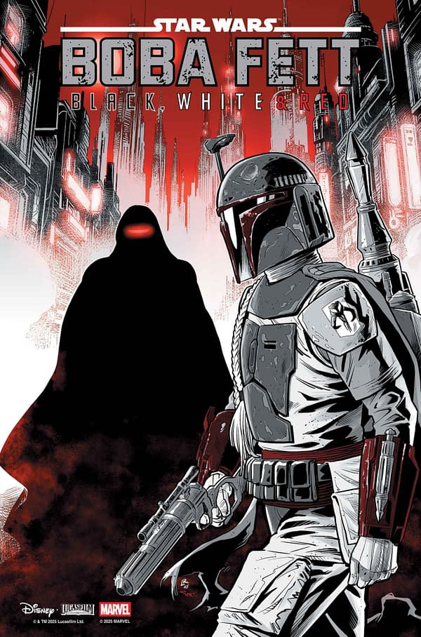 Cover image for STAR WARS: BOBA FETT - BLACK, WHITE & RED #4 LUKE ROSS VARIANT