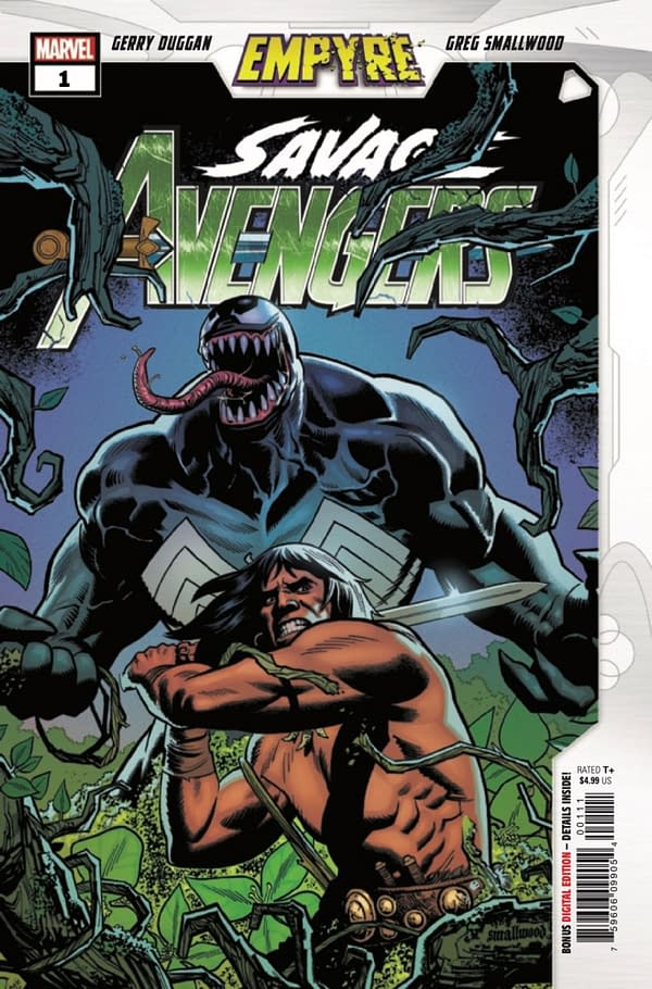 Empyre: Savage Avengers #1 spotlights Conan and Venom. Credit: Marvel Comics.