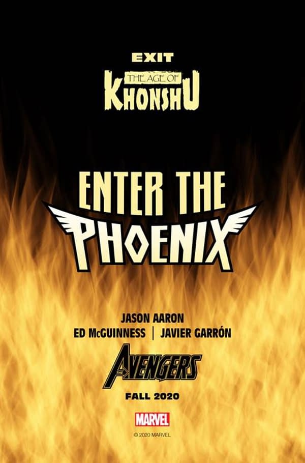 Jason Aaron, Ed McGuinness, Javier Garron Enter The Phoenix in Avenges in December 2020.