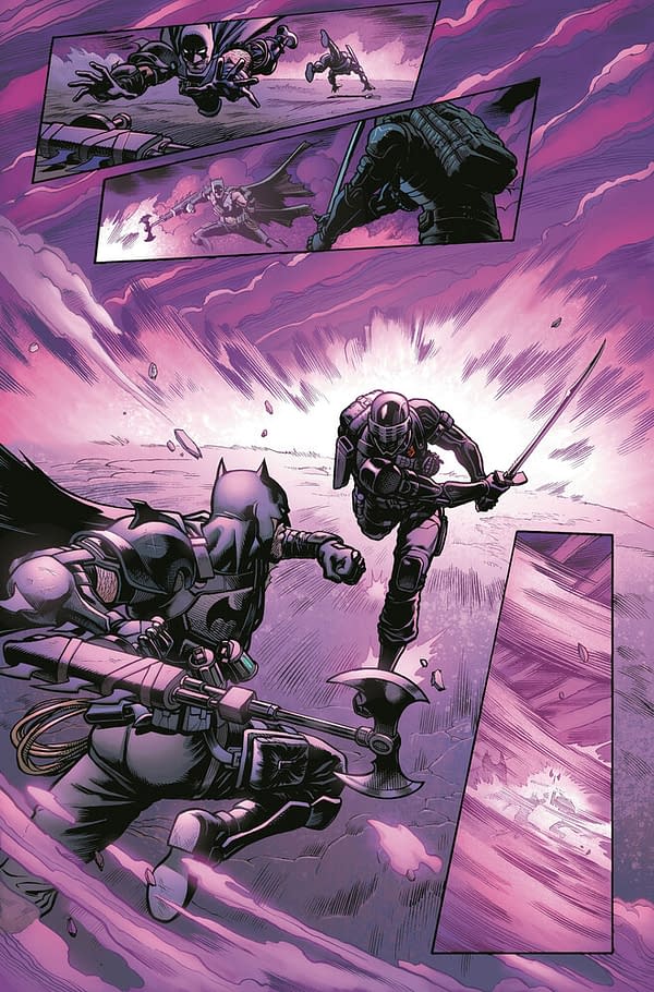 Art from Batman/Fortnite Zero Point #3 featuring Batman vs. Snake Eyes