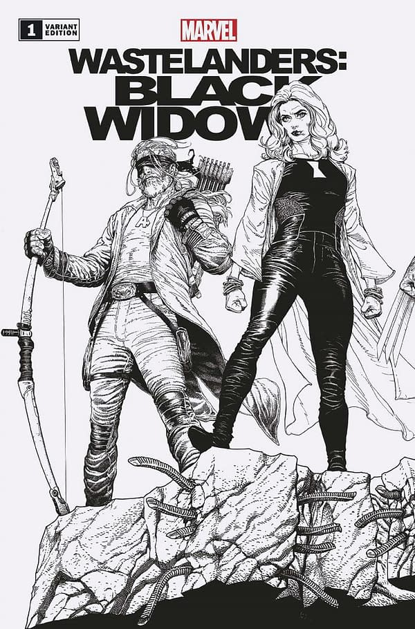 Cover image for WASTELANDERS: BLACK WIDOW 1 MCNIVEN CONNECTING BLACK AND WHITE PODCAST VARIANT
