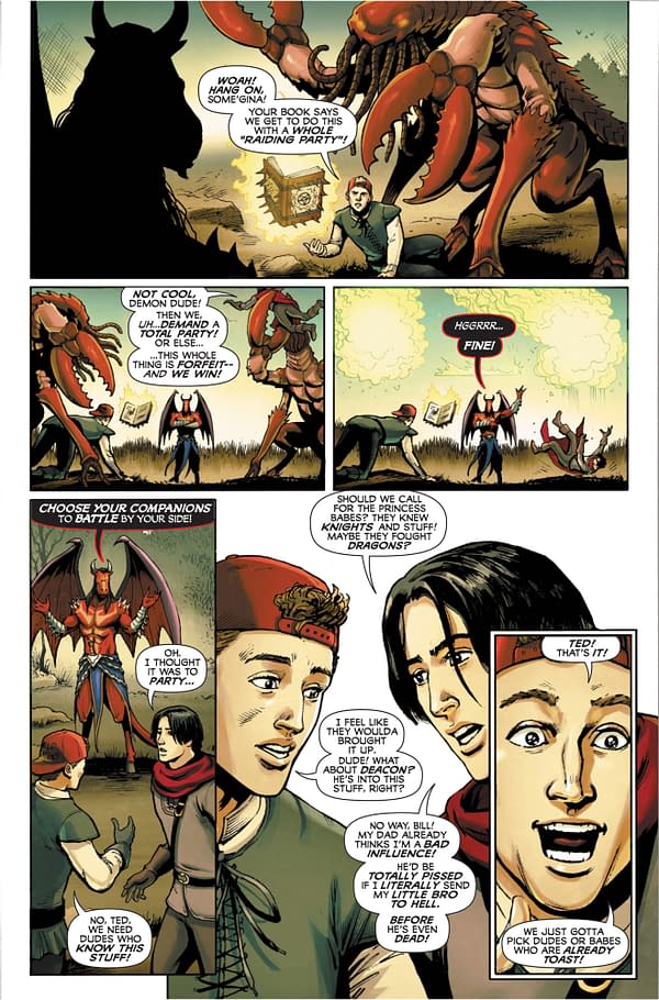 Preview from Bill & Ted Roll the Dice #2 by James Asmus, John Barber, Wayne Nichols, and Andrew Currie, in stores July 13th from Opus Comics