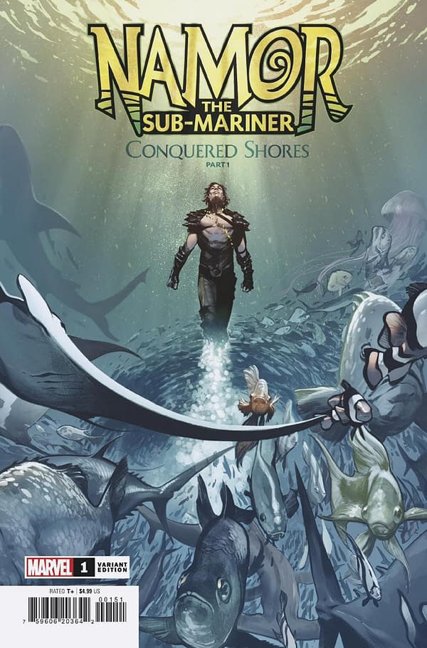 Cover image for NAMOR THE SUB-MARINER: CONQUERED SHORES 1 LARRAZ VARIANT