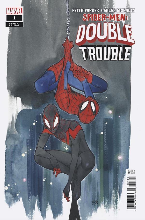 Cover image for PETER PARKER & MILES MORALES: SPIDER-MEN DOUBLE TROUBLE 1 MOMOKO VARIANT