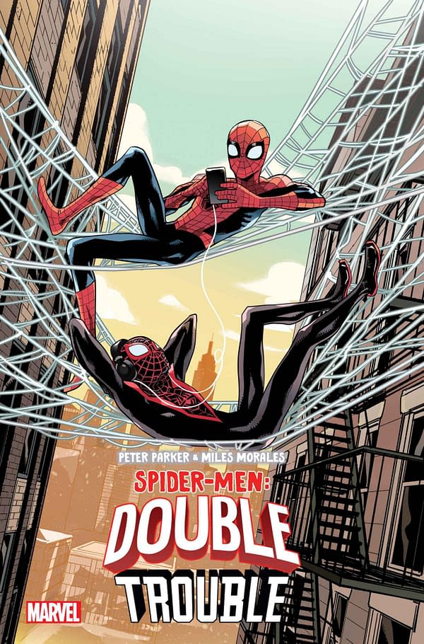 Cover image for PETER PARKER & MILES MORALES: SPIDER-MEN DOUBLE TROUBLE 4 NAO FUJI VARIANT
