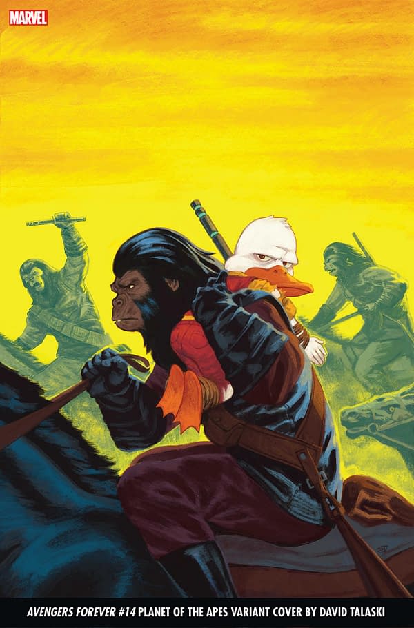 Cover image for AVENGERS FOREVER 14 TALASKI HOWARD THE DUCK PLANET OF THE APES VARIANT