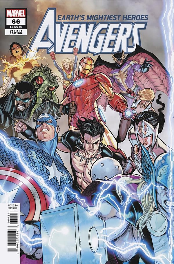 Cover image for AVENGERS 66 CASELLI PAST/FUTURE AVENGERS ASSEMBLE CONNECTING VARIANT